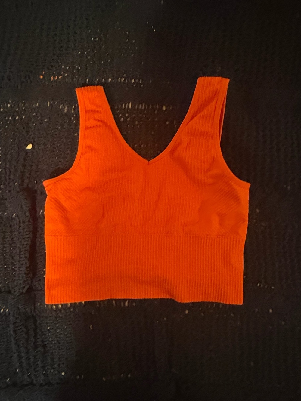 Seamless Ribbed Orange Crop Tank - Picture 2 of 2